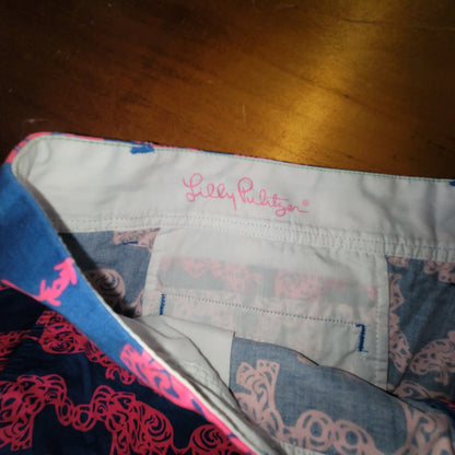 Lilly Pulitzer Size 16 Callahan Shorts "Pack Your Trunk" Pink Elephant Resort