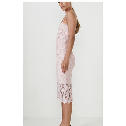 Bardot LINA PINK ROSE Lace Dress Size 12 LACE thin straps midi wedding NEW