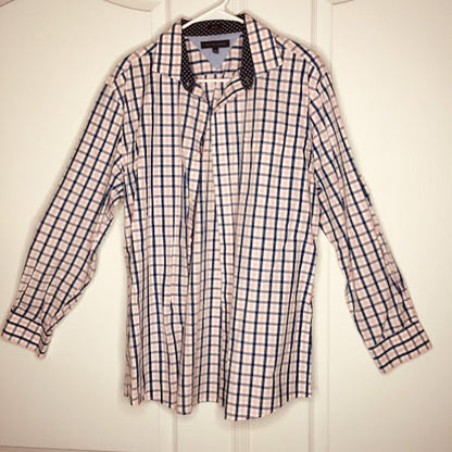 Tommy Hilfiger Button Down Shirt Long Sleeve Pink blue Check  16.5 32-33