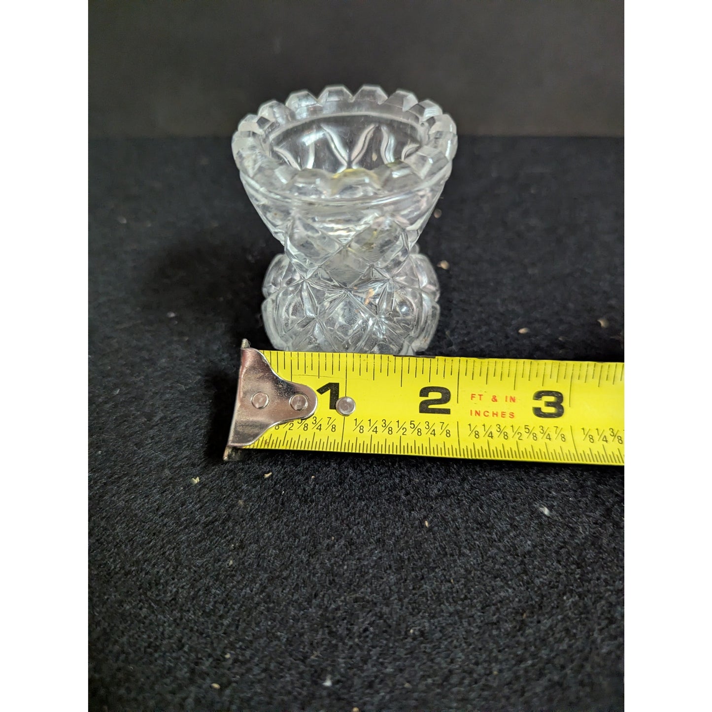 Vintage Clear Cut Glass Hourglass Toothpick Holder TableWare Fancy