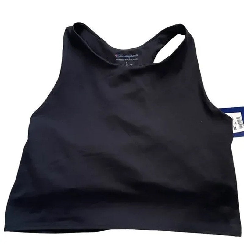 Champion Pull On Sculpt Crop Top Size Large in Black NWT sports bra racerback