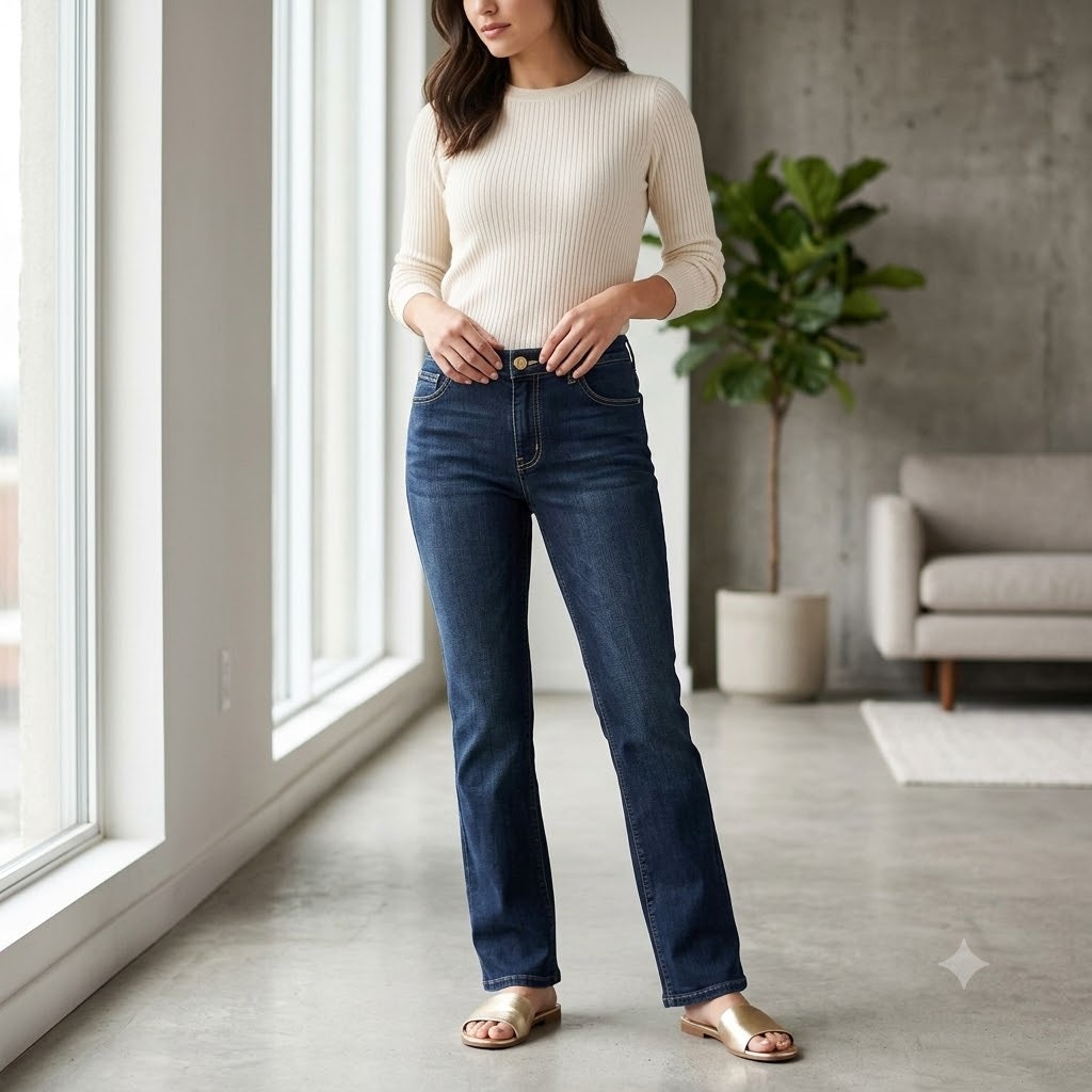 FADED Glory  Mid-Rise Medium Wash Denim Stretch Bootcut Jeans size 8 Petite
