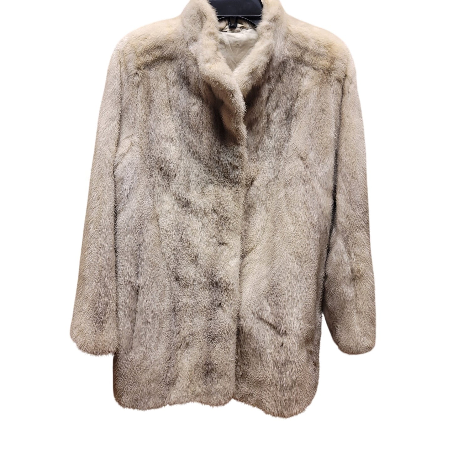 Emba VINTAGE white cream Jacket MINK Coat HOOK closure 1980s Lined Pockets