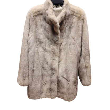 Emba VINTAGE white cream Jacket MINK Coat HOOK closure 1980s Lined Pockets