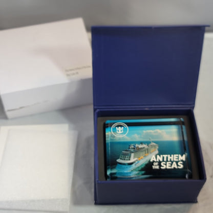 Royal Caribbean ANTHEM of the Seas Glass Block colored Paper Weight Collectible