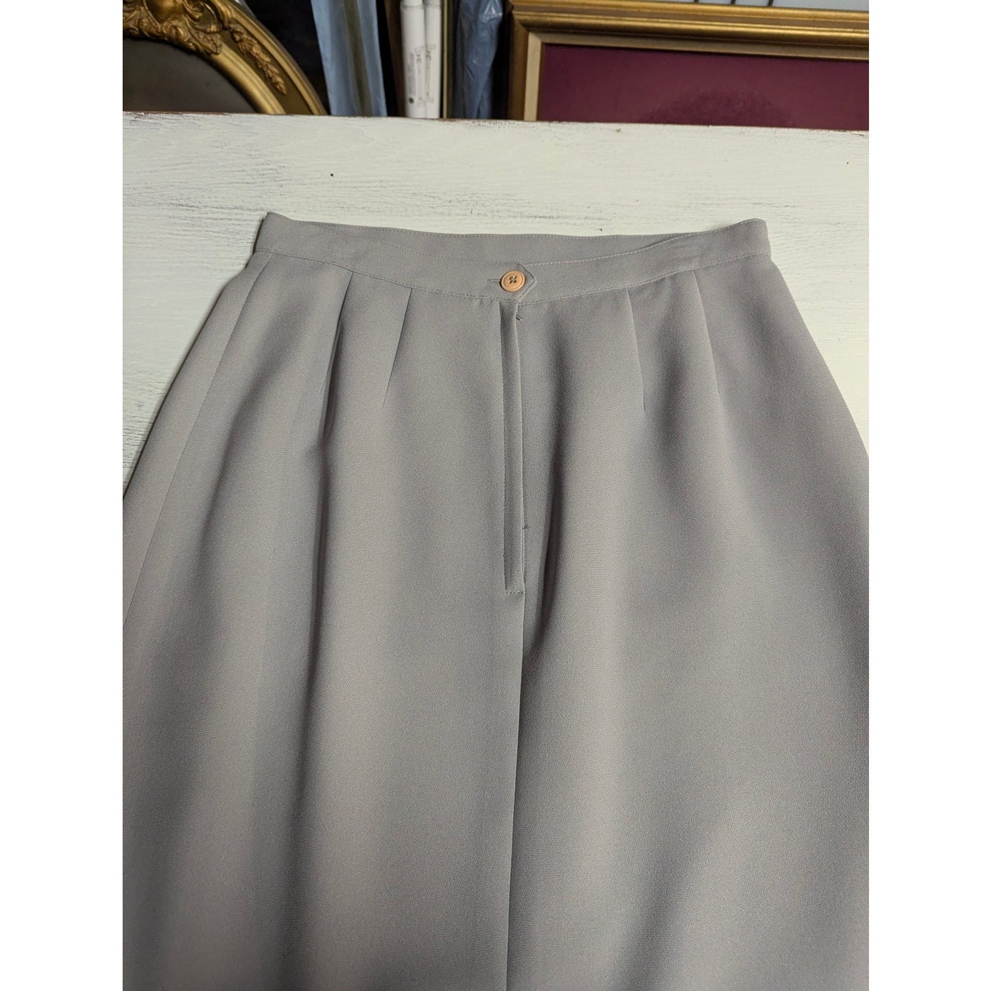 Vintage Preston & York Gray Lined Midi Pencil Skirt 4 Quiet Luxury 90s Vintage