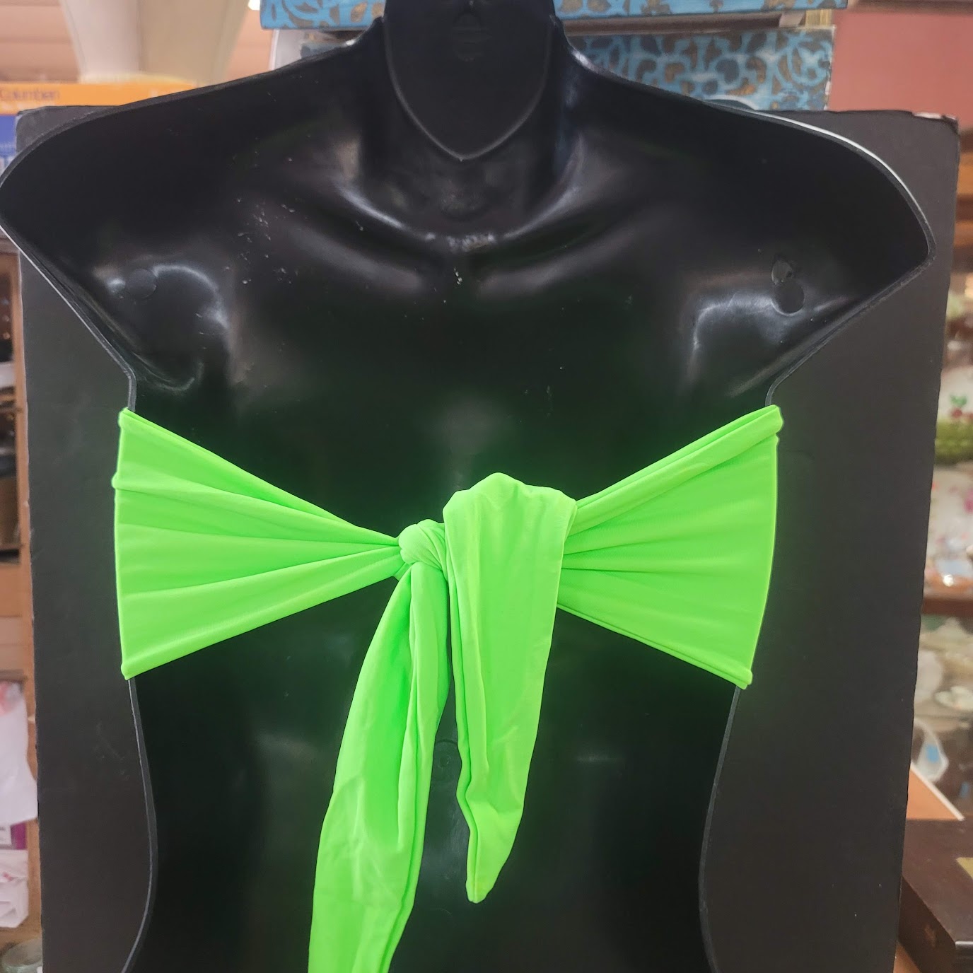 Blue Sky NEW Bandeau Side Bone Swim Top Lined Tieback Nip Pads NEON GREEN XS