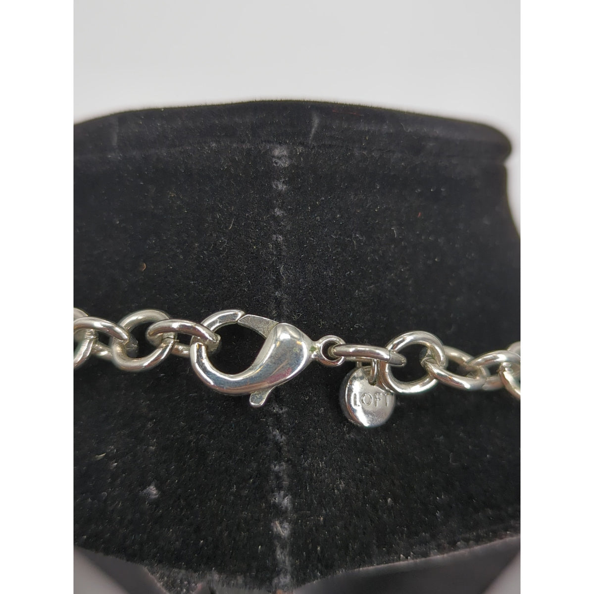 LOFT Silver Tone Love Knot Station Necklace Polished Career Minimalist Chain 18"