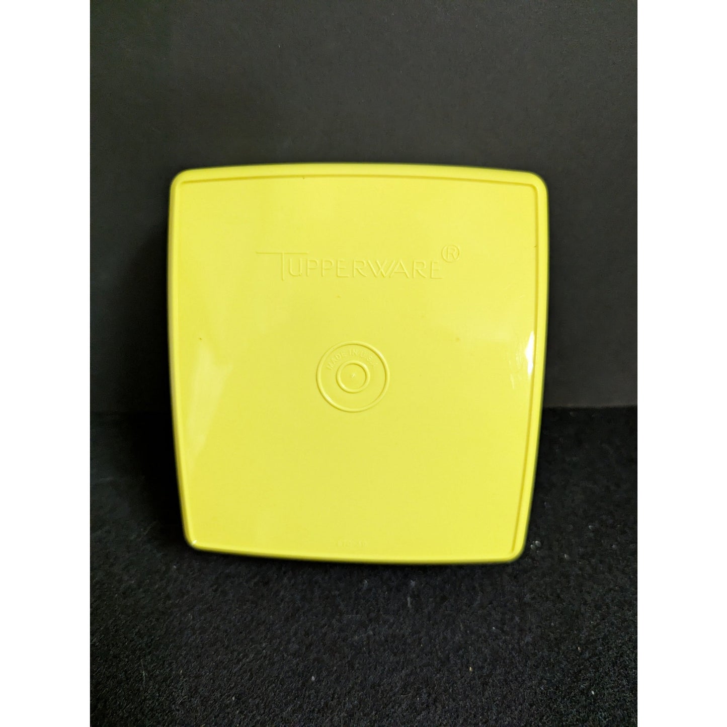 Vintage Tupperware Yellow Square Shallow Food Storage Container Sheer Lid Retro