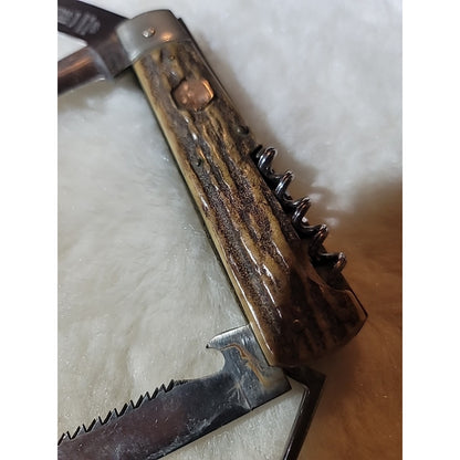 Vintage Puma 959 Jagdmesser Knife With Nice Stag Handle MULTIUSE TOOLS saw Blade