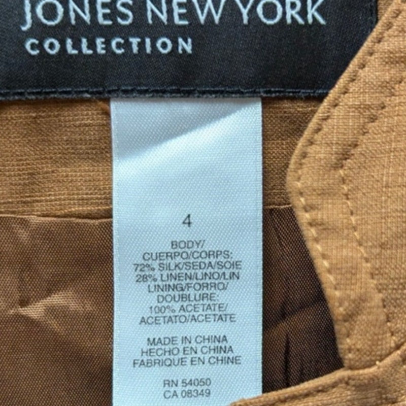 Jones New York Camel Silk Linen Blend Blazer Jacket Corporate Career 4
