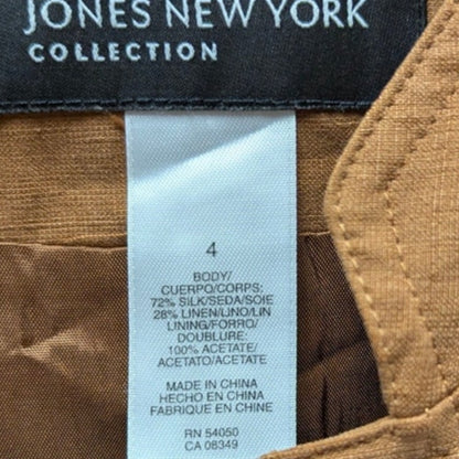 Jones New York Camel Silk Linen Blend Blazer Jacket Corporate Career 4