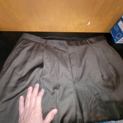Vintage 80s Brooks Brothers 346 Stretch Pants W42 L31 Brown Cuffed Pant Pleated