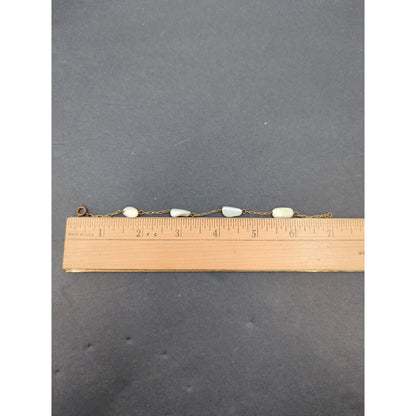 Vintage Coquette Dainty Gold Tone Mother of Pearl Shell Bracelet Dainty Bridal