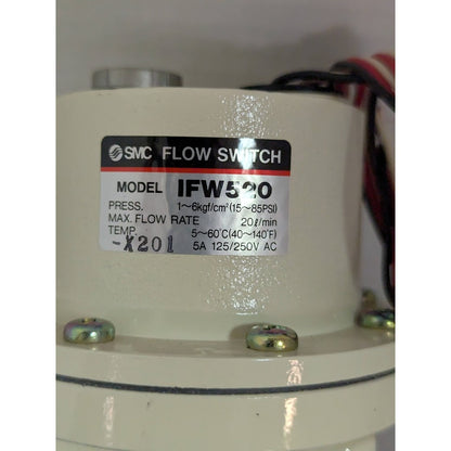 SMC IFW520 Flow Switch NEW max flow rate 20/min Temp 40-140F 5A 125/250V AC