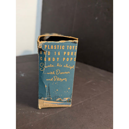 VTG 1950s E. ROSEN HARD PLASTIC SANTA SPECIAL REINDEER CANDY CONTAINER w BOX