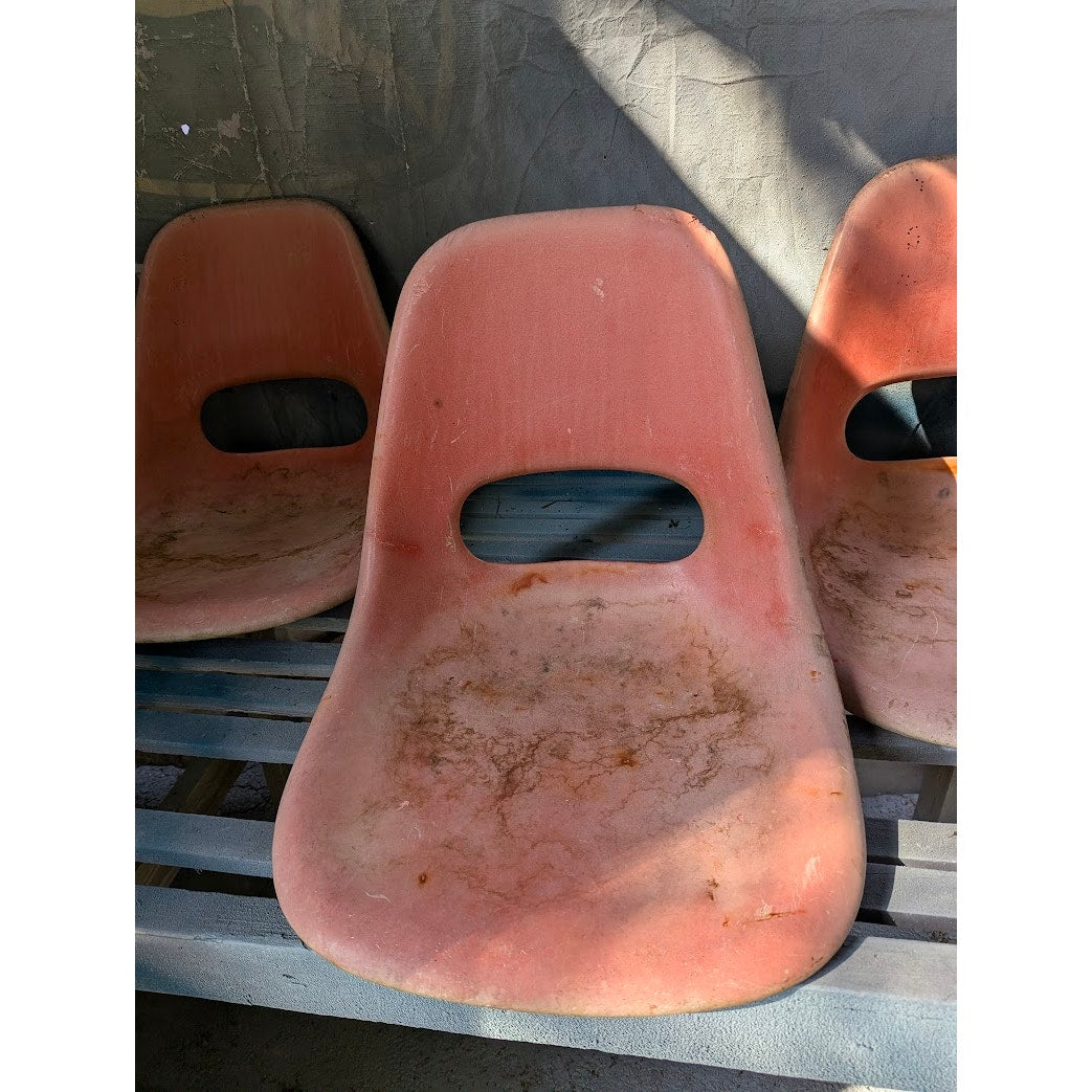Set of 3 Vintage Red Chairs no base KRUEGER Green Bay MCM Eames Era NEEDS WORK