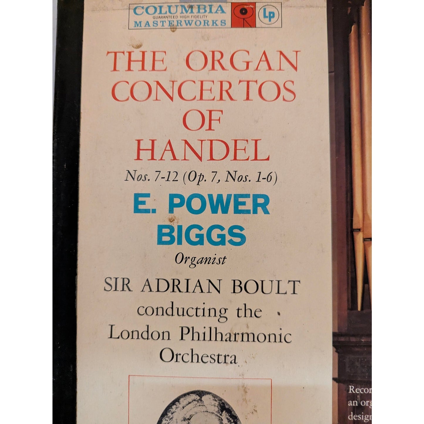 Handel Organ Concertos Nos. 7-12 E Power Biggs Columbia 6-Eye Mono Box Set