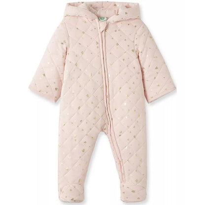 Little Me Baby Girl Silver Hearts Quilted Pram SIZE 6-9 MONTH New Hood One Piece