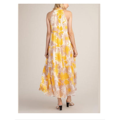 Trina Turk Banded High Neck Sunglasses Dress NEW Size 8 tier Flounce Midi Floral