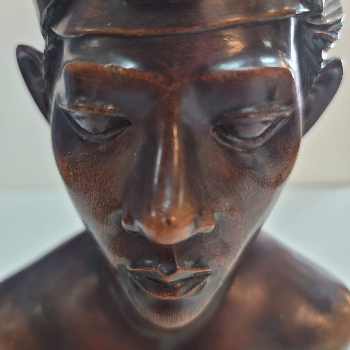 Signed Bali wood carving carved hard wood Balinese Carved Young Man