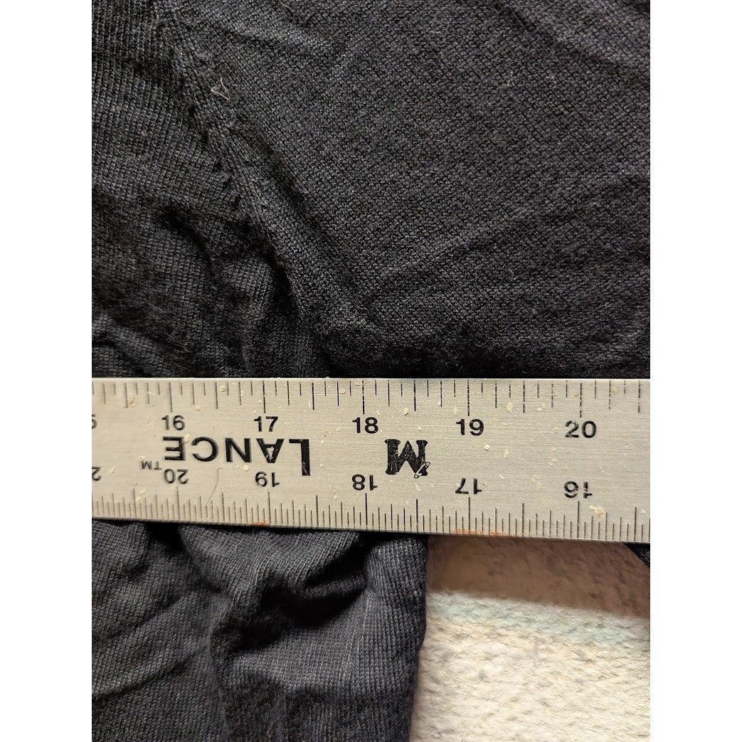 Adrianna Papell Black Crew Neck Pleated Puff Sleeve Sweater Button Sleeve XL
