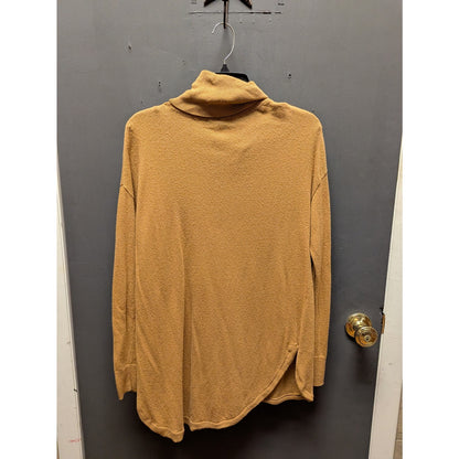 Chelsea28 round hem SMALL Turtleneck Tunic Sweater Beige Stretch Cotton Blend