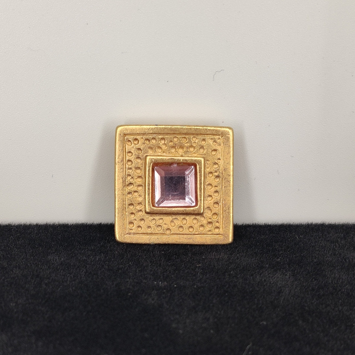 Vintage Gold Tone Pink Rhinestone Button Cover 80s Glam Western Jewelry