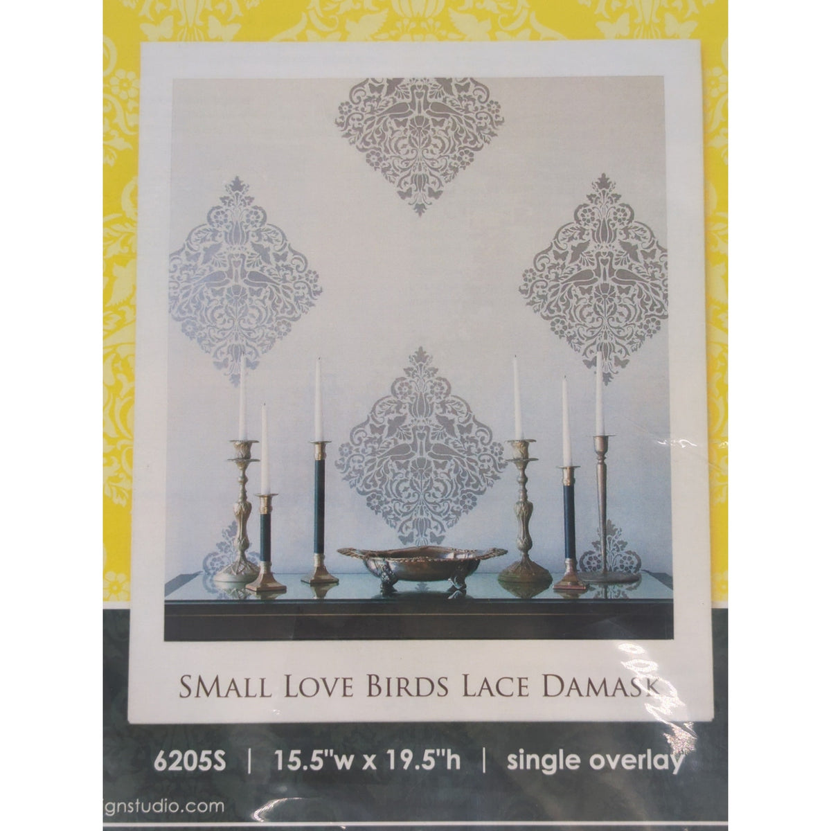Royal Design Small Love Birds Lace Damask Wall Stencil (62065) - 15.5"w x 19.8"h