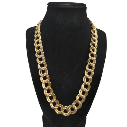 Vintage 1980s Statement Chunky Double Link Gold-Tone Chain Necklace