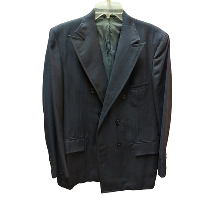 Vintage Brent Men Pinstripe Suit Blazer Jacket Dark Navy 39-28L Classic Business