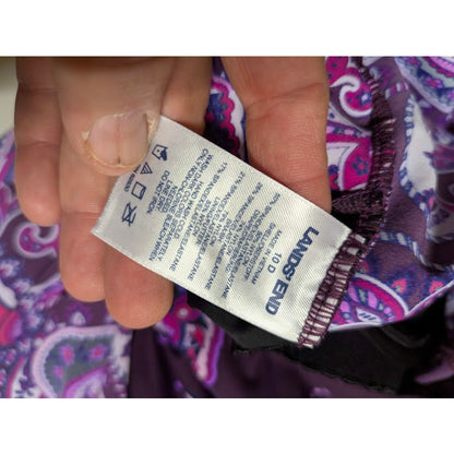 Lands' End purple paisley 10 D Bathing Suit 1 Pc. Dress Style Adjustable Straps