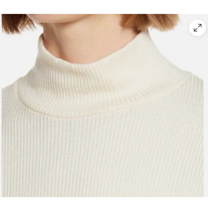 MADEWELL WOMEN'S ANTIQUE CREAM MOCK NECK BUBBLE-SLEEVE SWEATER TOP Sz XXS