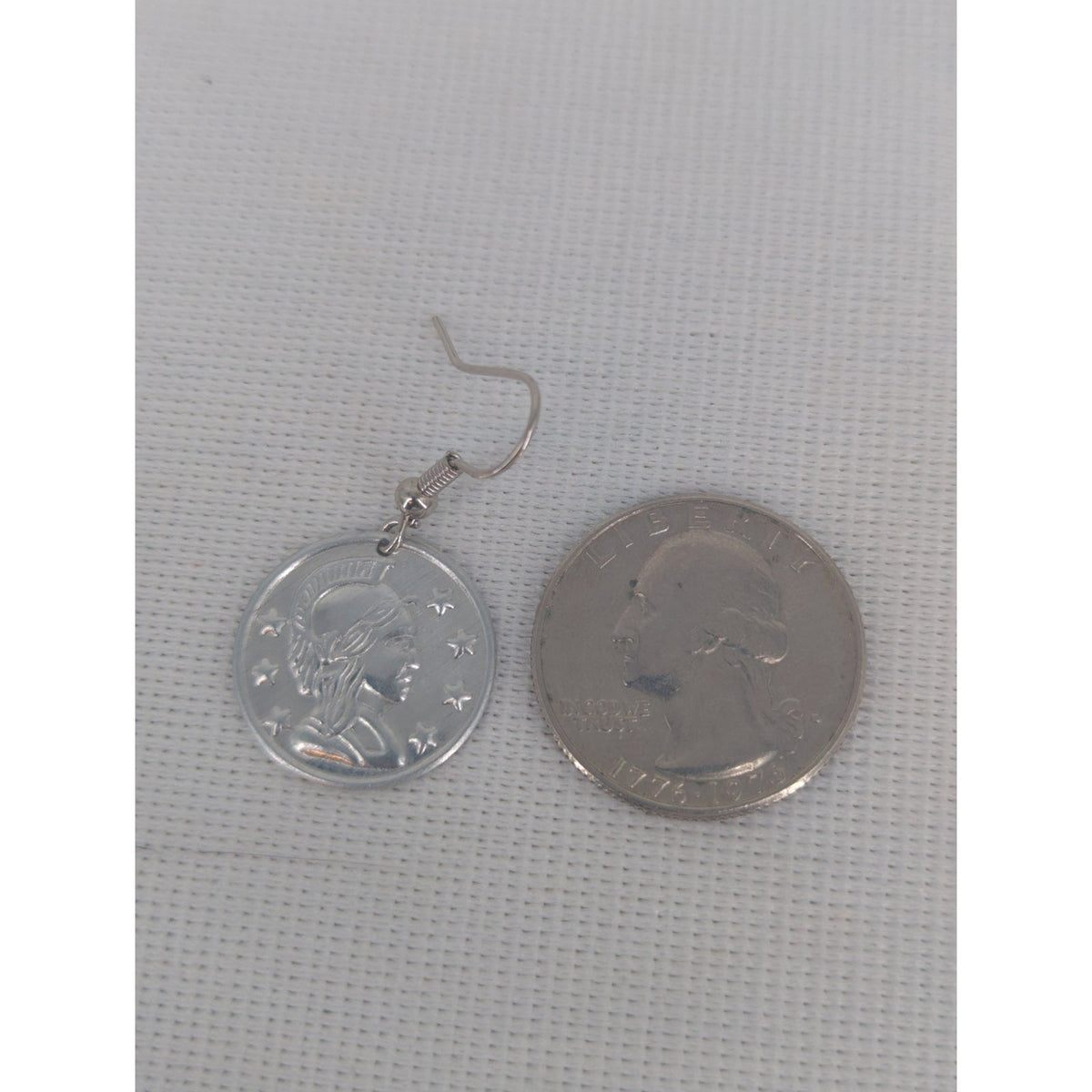 Vintage Silver Tone Coin Dangle Earrings Boho Chic Statement Jewelry