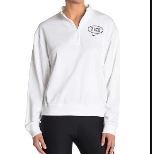 Nike Women's White Varsity 1/4 Zip Pullover Top (CZ8322-100) Sizes Medium NEW