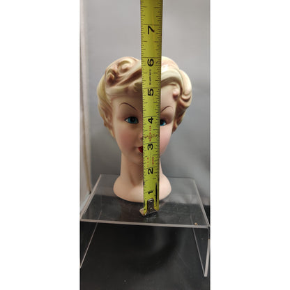 Vintage 1950s Blonde Glamour Lady Head Vase Planter Collectible Kitsch MCM