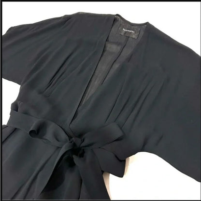 Reformation Winslow Black Wrap Maxi Dress XS NEW Sheer Flowy butterfly Sleeve
