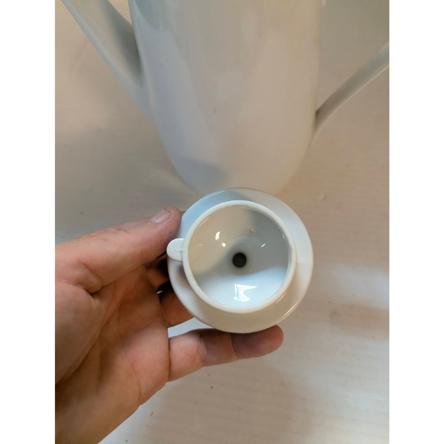 Vintage St Regis Fine China Coffee Pot White Porcelain Platinum Trim Mid-Century