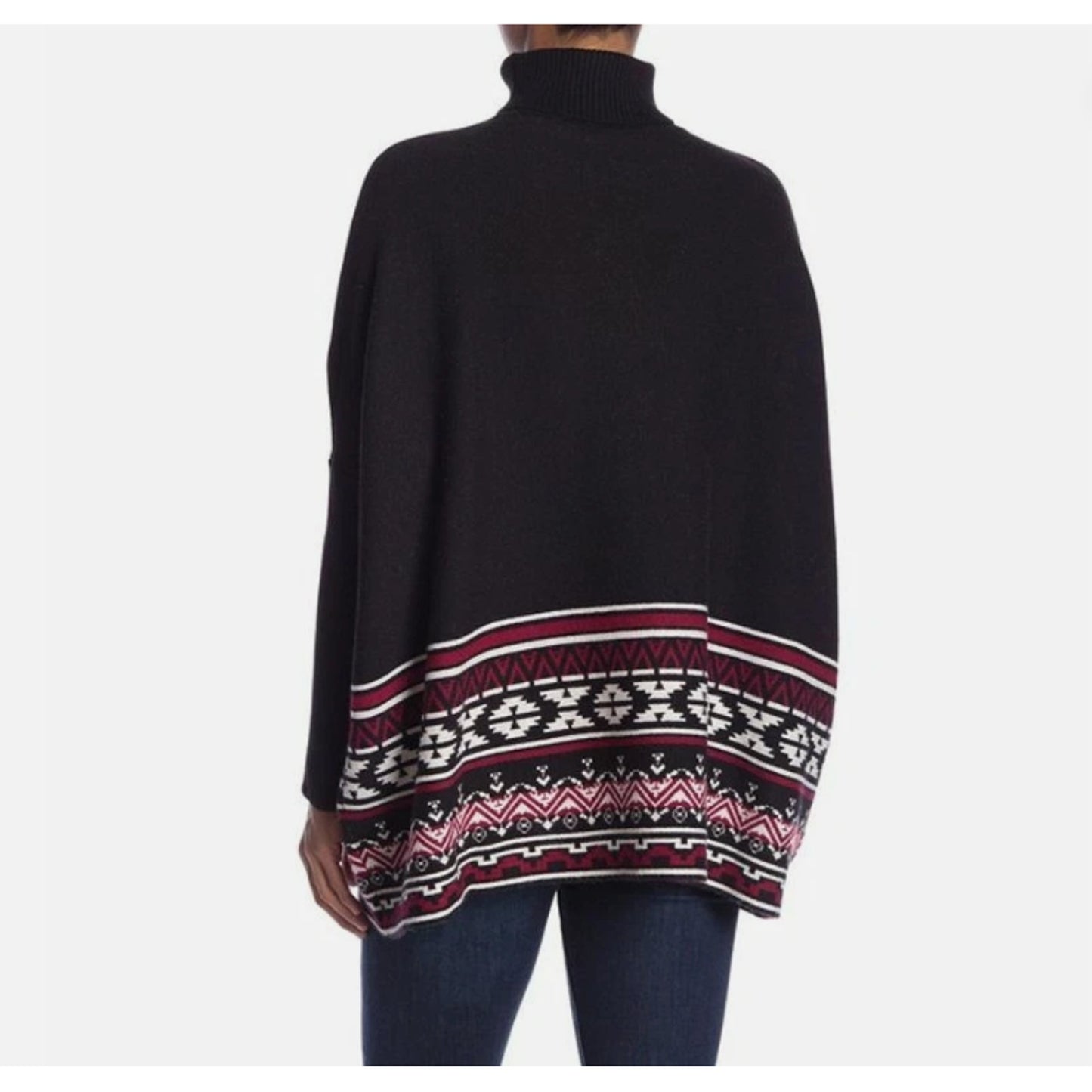 Joseph A SOUTHWEST Patterned Turtleneck oVERSIZED Sweater Size M NEW MEDIUM