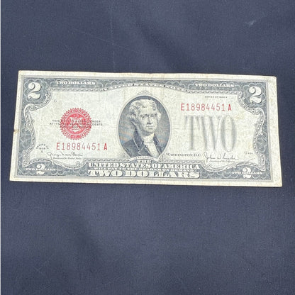 Paper Currency Bank Note USA Paper Money $2 Series 1928 G Red Seal Clark Snyder