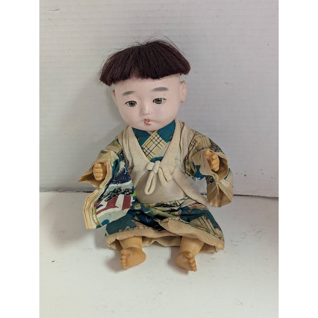 1950s Vintage Ichimatsu Gofun BOY DOLL Japanese damaged Ear