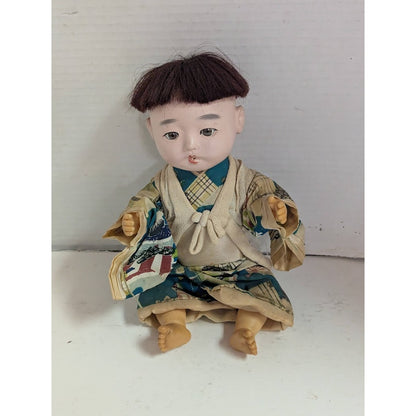 1950s Vintage Ichimatsu Gofun BOY DOLL Japanese damaged Ear