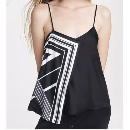 Rag & Bone Isadora Silk Cami Black White Asymmetrical Size X-Small new Size 2