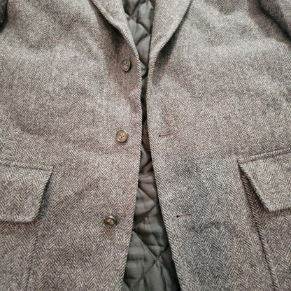 L.L. Bean Medium Regular Mens Grey Wool Herringbone Thinsulate Blazer Jacket