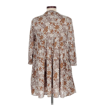 La La La Creative boho fesitval size xs tunic brown yellow floral blouse