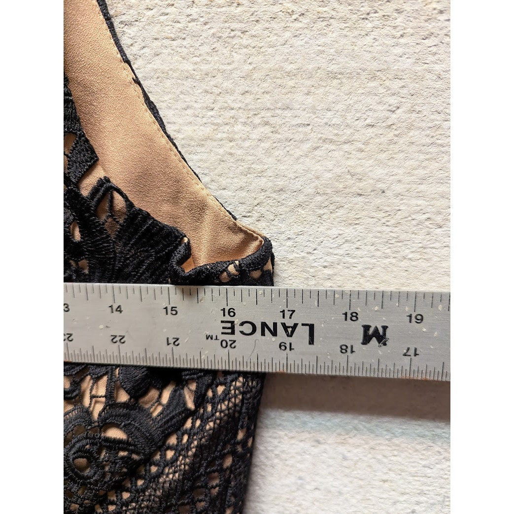 Chelsea28 black lace over nude liner Sleeveless Fit & Flare Cocktail Dress SMALL