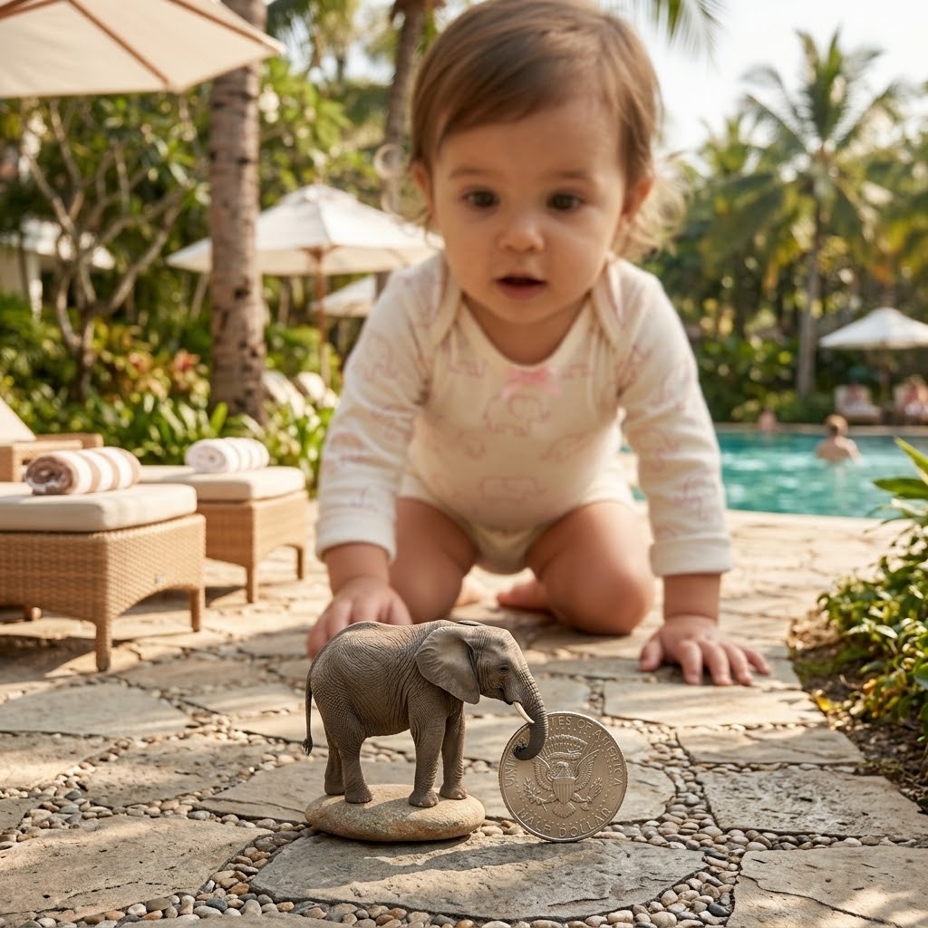 Carter's Baby Girls Pink Elephant Print Long-Sleeve Bodysuit 9M