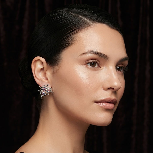 Sarah Coventry Red Aurora Borealis Clip-On Earrings Retro Glamour