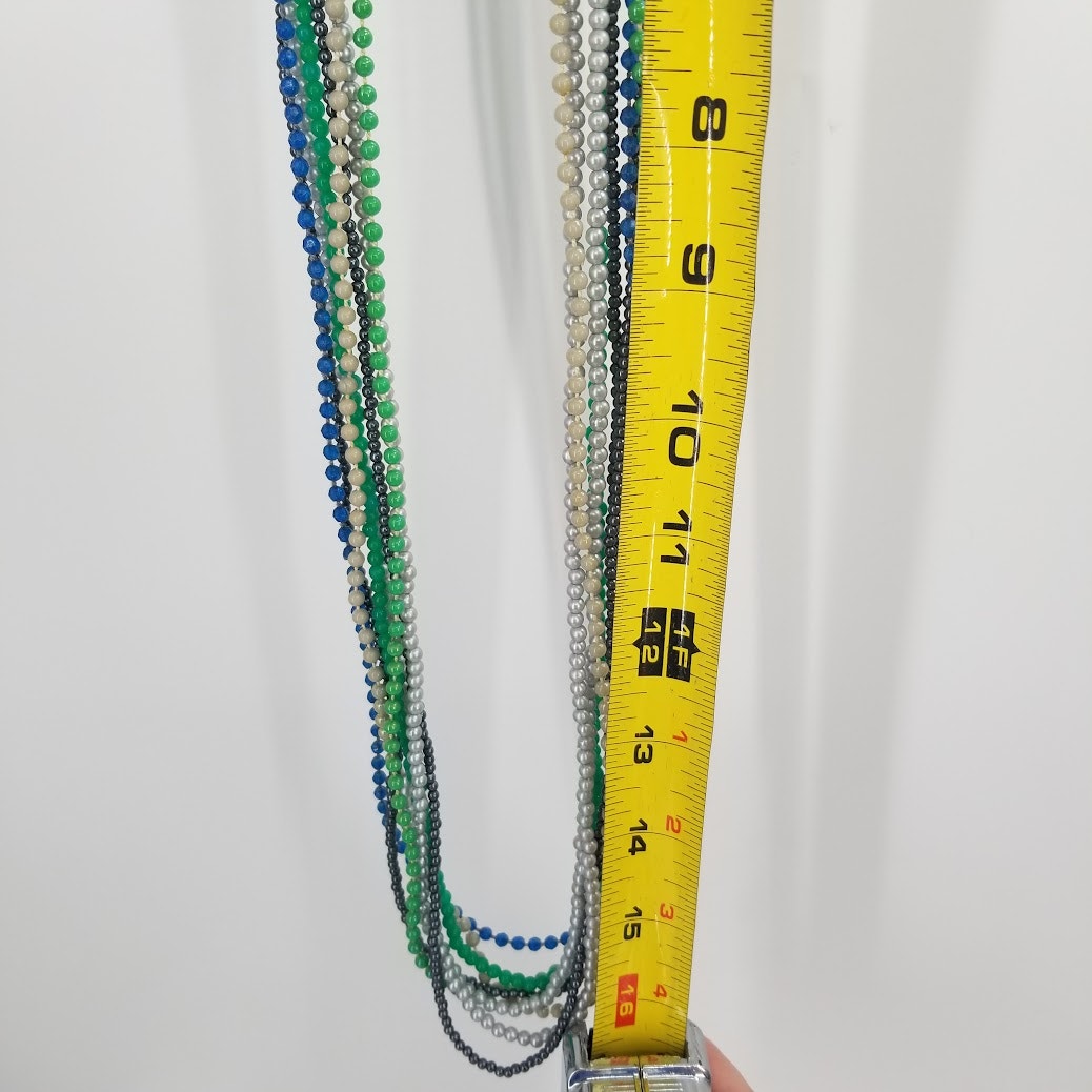 8 strands necklace round beads blue greens black plastic craft jewelry Making