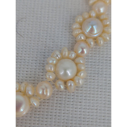 Vintage Pearl Cluster Flower Bracelet Daisy Link Cream Faux Pearls